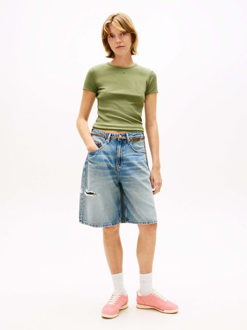 Playera-Acanalada-Slim-De-Cuello-Redondo-De-Mujer-Tommy-Jeans-DW0DW17383-L9P