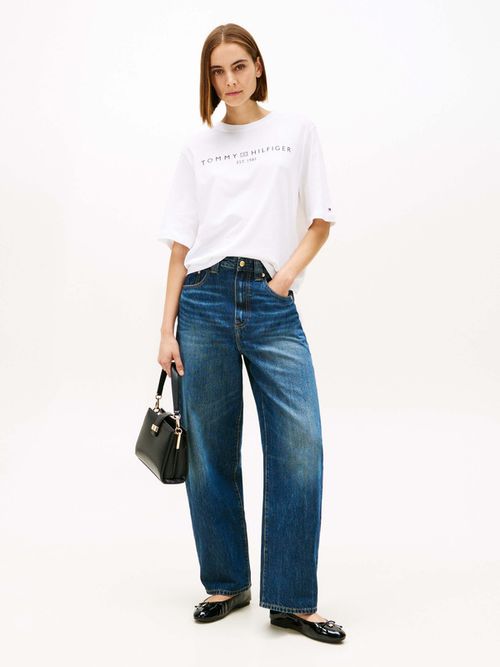 Playera-Amplia-Con-Logo-Y-Cuello-Redondo-De-Mujer-Tommy-Hilfiger-WW0WW47811-YCF