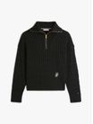 Sueter-Amplio-De-Punto-Trenzado-Con-Cremallera-De-Mujer-Tommy-Hilfiger-WW0WW47643-BDS