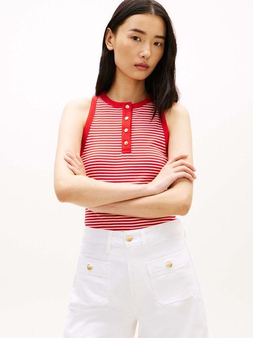 top-henley-sin-mangas-con-botones-dorados-de-mujer-tommy-hilfiger-ww0ww49251-0ey