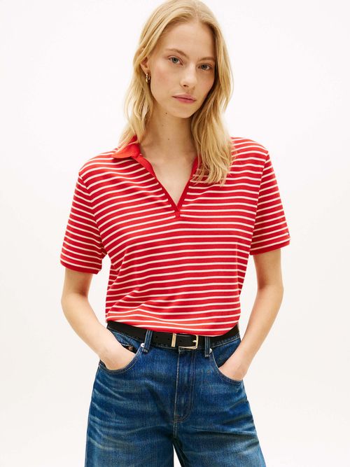 polo-de-pique-amplio-con-tapeta-abierta-ww0ww48720-0ey