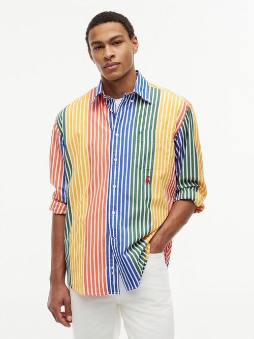 camisa-de-popelin-de-rayas-multicolor-y-corte-amplio-mw0mw43303-0dn