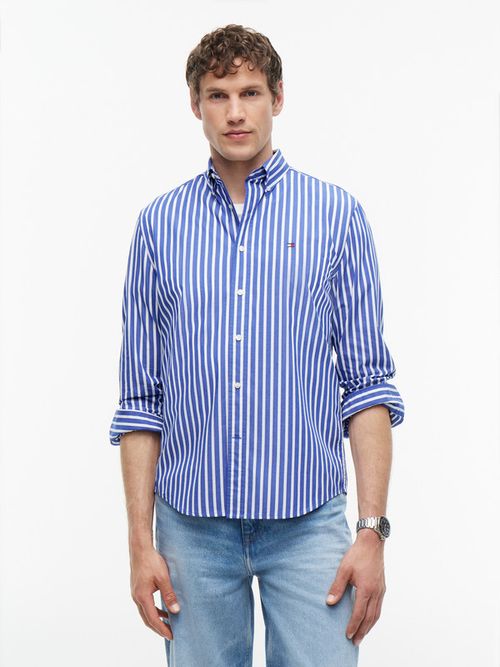 camisa-de-rayas-y-corte-regular-en-popelin-mw0mw43315-0a5