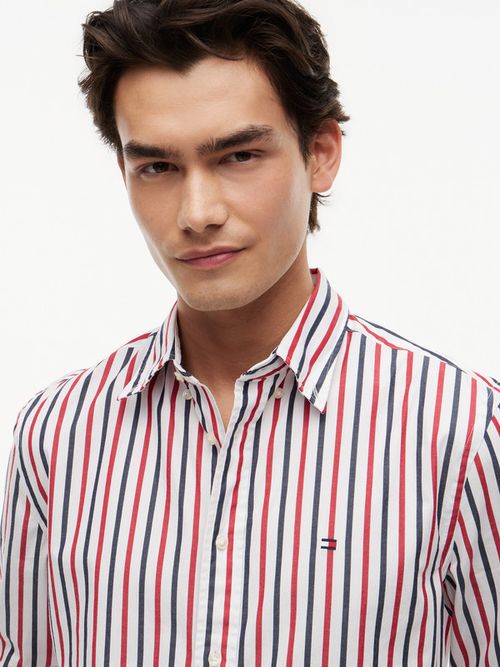 camisa-de-rayas-y-corte-regular-en-popelin-mw0mw43315-0ev