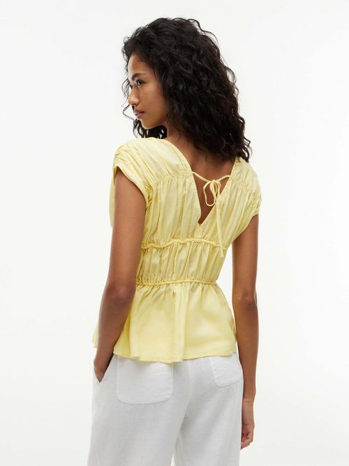 blusa-fruncida-sin-mangas-de-corte-regular-con-lino-ww0ww50974-zf0